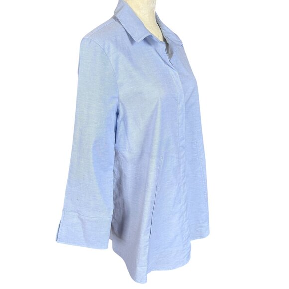 Habitat blue long sleeve collared button down shirt blouse size small - Picture 2 of 11